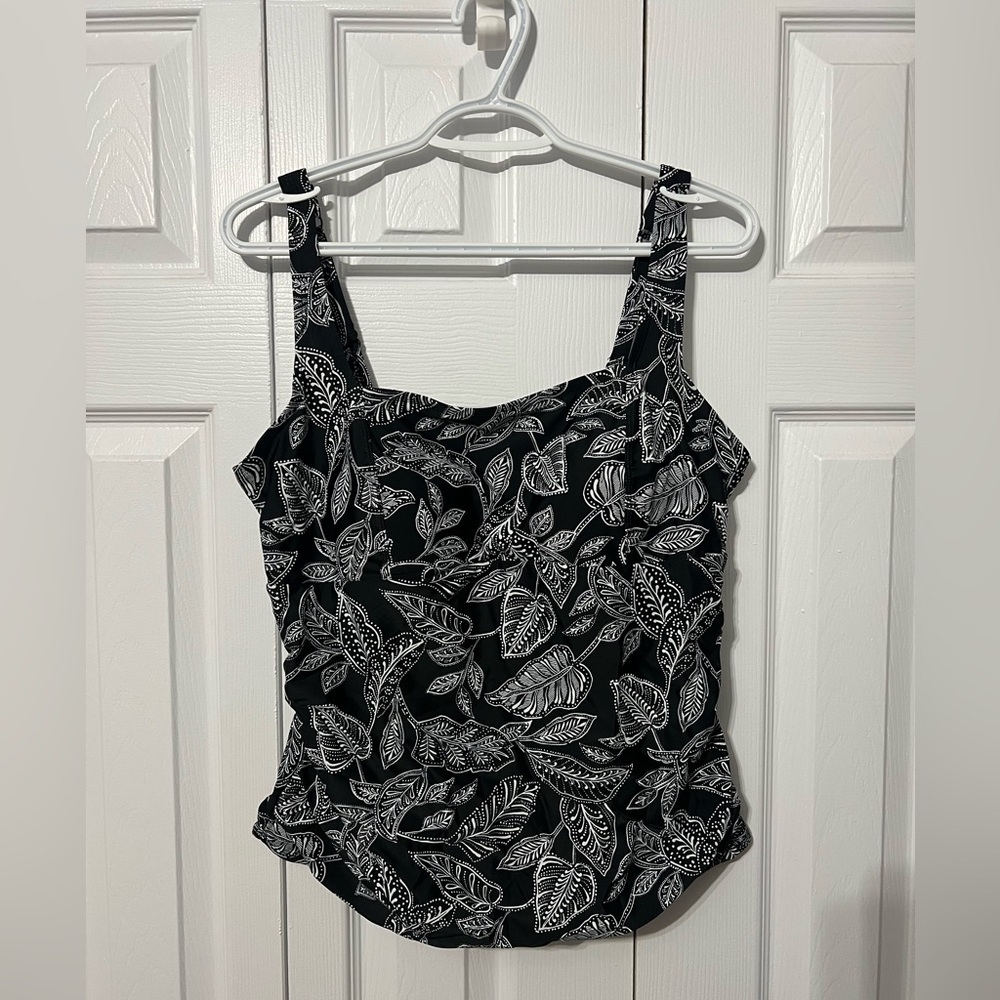 Black and White Leaf Swim Top